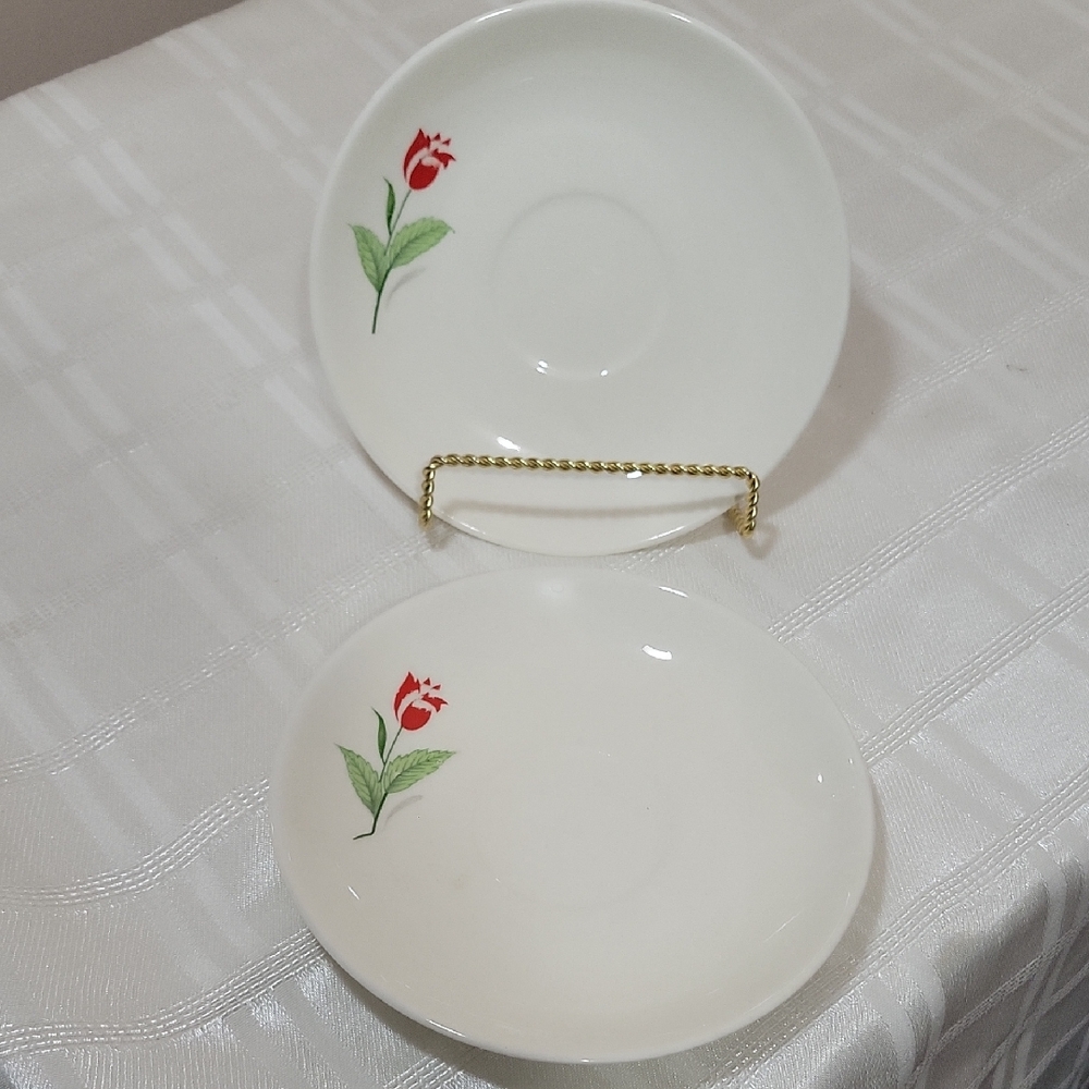 ROYAL DARWOOD Porcelain Saucers~ Springtime~ Japan~ Vintage~Roses